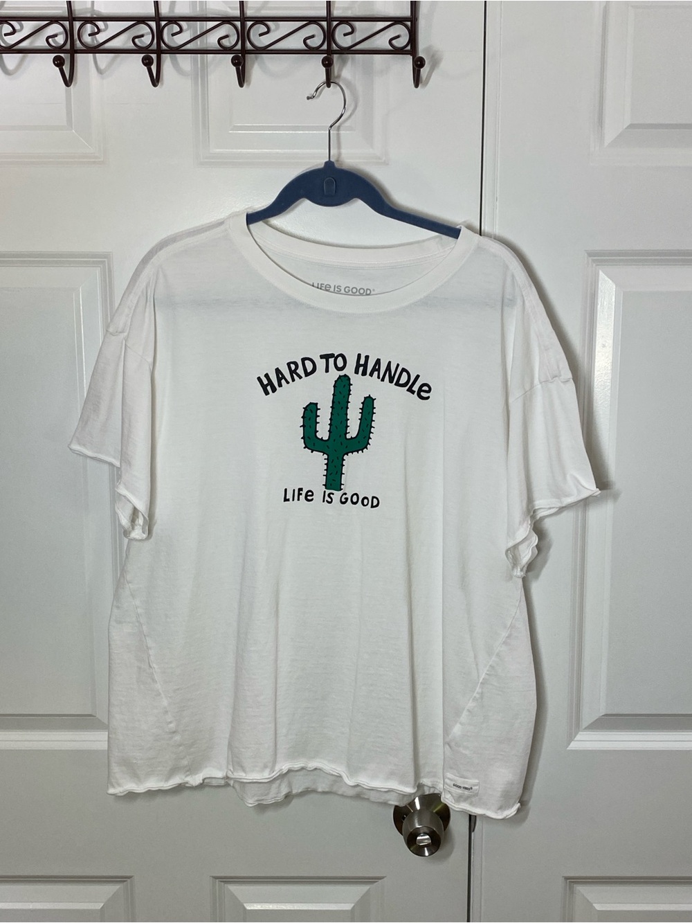 Life Is Good White Tee with Black Text Graphic Size Large